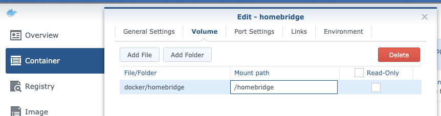 "HomeBridge Image Volume"